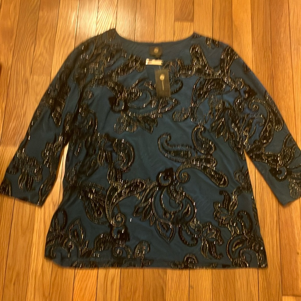Green Lace Overlay Blouse